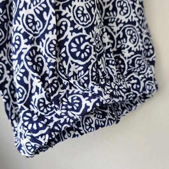 Talbots Navy Blue and White Wrap Style Blouse | Petite Small | Tie Belt - Picture 8 of 11